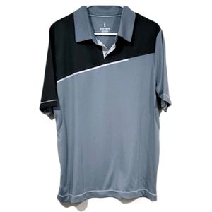 Men's workout polo top size medium black and Grey